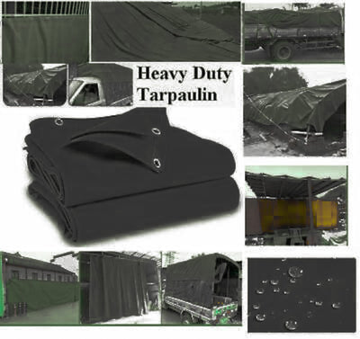 Black Cotton Canvas Tarpaulin 650GSM Heavy Duty Outdoor Waterproof Dustproof Basha Boat Truck Cover
