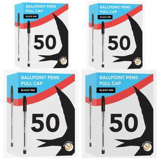 200 x Black Ballpoint Pens back to school office stationery wholesale bulk
