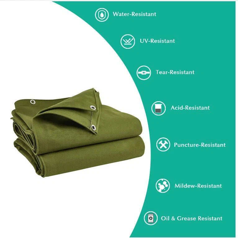 Tarp Tarpaulin Heavy Duty COTTON CANVAS WATERPROOF cover Boat Truck Green Blue