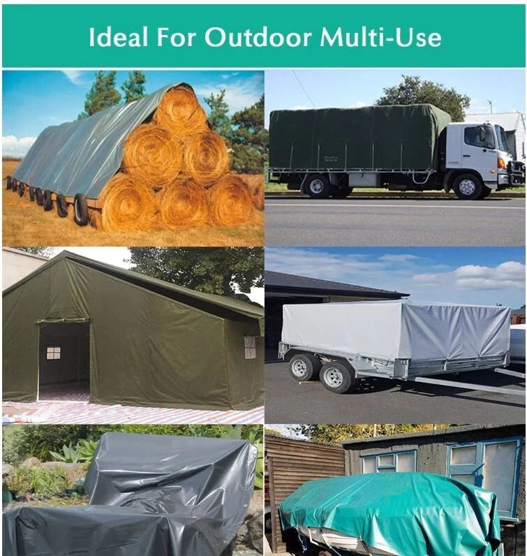 Tarp Tarpaulin Heavy Duty COTTON CANVAS WATERPROOF cover Boat Truck Green Blue