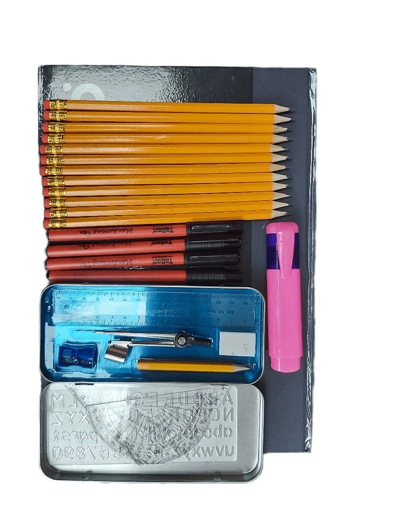 37 Pcs School Stationary Math Set Kids Geometry HB Pencils Ruler Stationery SET