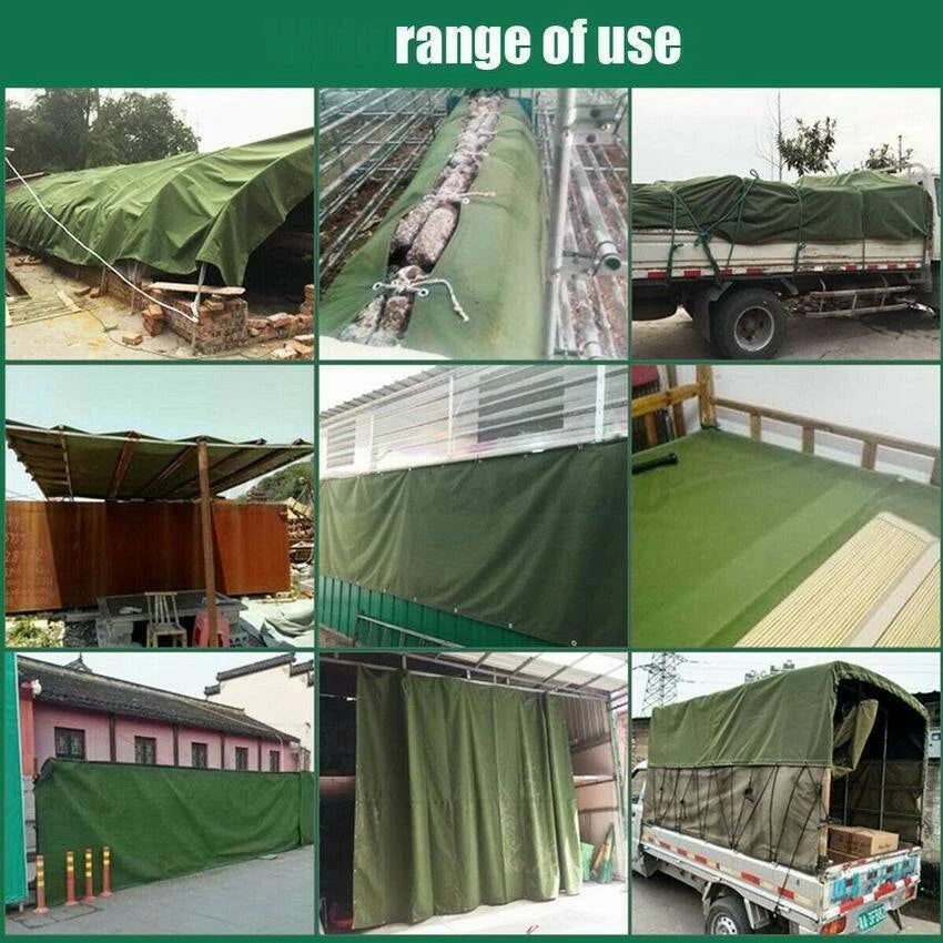 Tarp Tarpaulin Heavy Duty COTTON CANVAS WATERPROOF cover Boat Truck Green Blue
