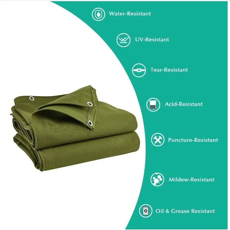 Tarp Tarpaulin Heavy Duty COTTON CANVAS WATERPROOF cover Boat Truck Green Blue