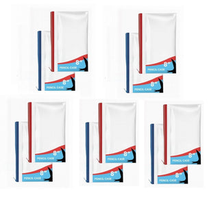 10 Pack 8" CLEAR EXAM PENCIL CASE Zips Pen Office Stationery Kids School