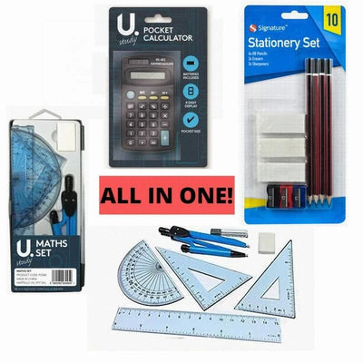 21 PCS SET BACK TO SCHOOL STATIONARY SET HB PENCIL PENS CALCULATOR PENCILS