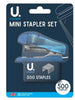 MINI BLUE STAPLER + 500 FREE STAPLES Office Desk Stationery Paper Binding Kit