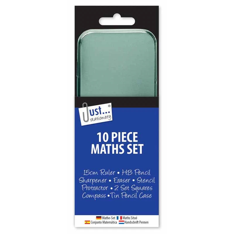 Back To School Maths Set Kit Calculator Protractor Square Ruler Eraser Compass