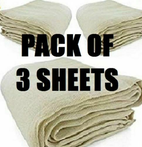 Pack of 3 COTTON DUST SHEETS PAINTING DECORATING 10ft x 8ft