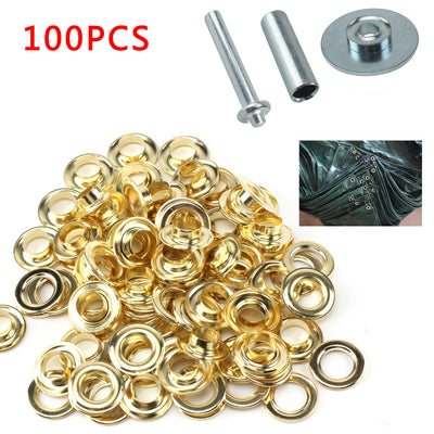100Pcs Tent Punch Grommets Tarp Repair Kit Hole Cover Eyelets Tarpaulin Awning