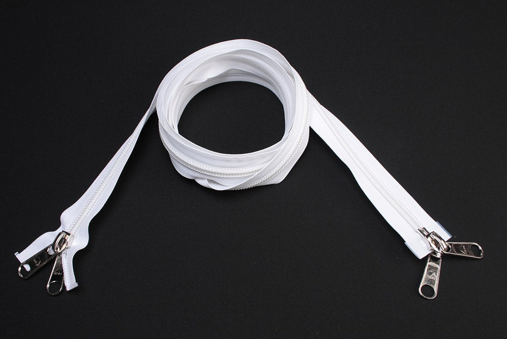 zip-fastener 10 mm with two ways open end white, 200 cm / 78.7 inch