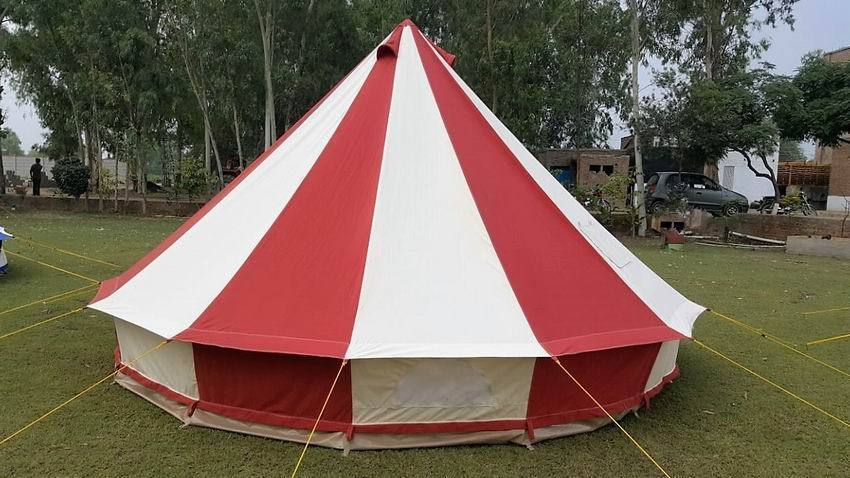 5 meter bell tent Canvas Bell tent Red 5 Meter 5M Ultimate ZIG Zipped-in Ground sheet