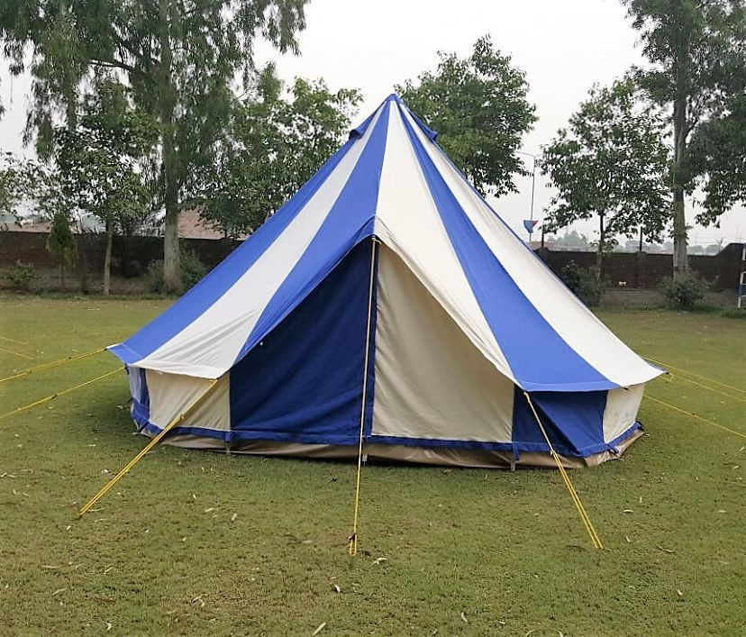 Canvas Bell tent Blue 4 Meter 4M  Ultimate ZIG Zipped-in Ground sheet
